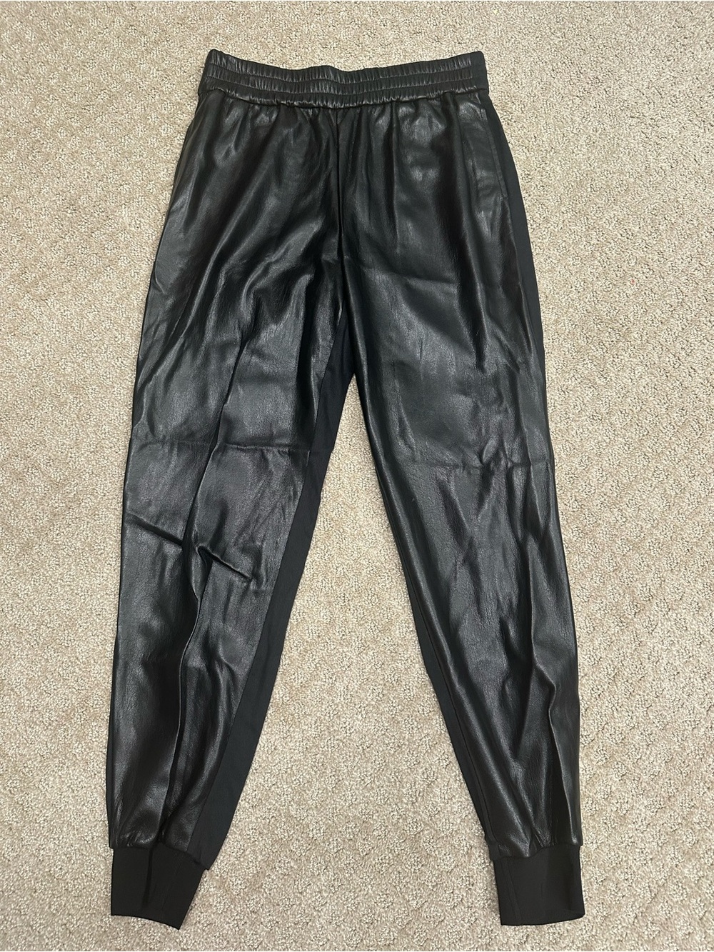 Alice + Olivia Black Faux-Leather Joggers